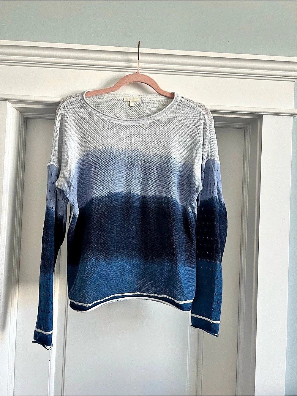 LISA TODD Color Haze Sweater Color Block Crew Neck Sweater Small